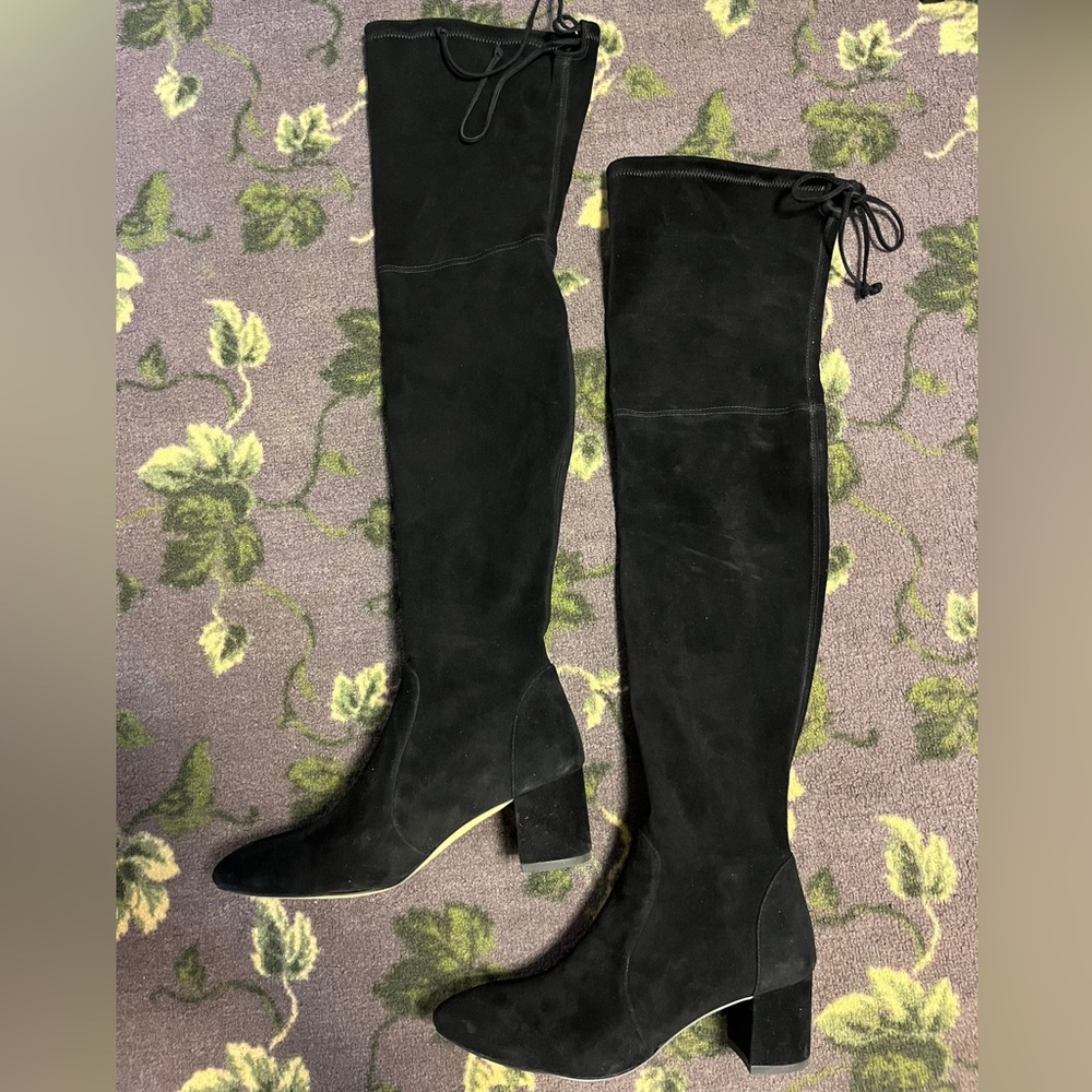 Black suede Stuart Weitzman over the knee boots. Worn once, excellent condition.